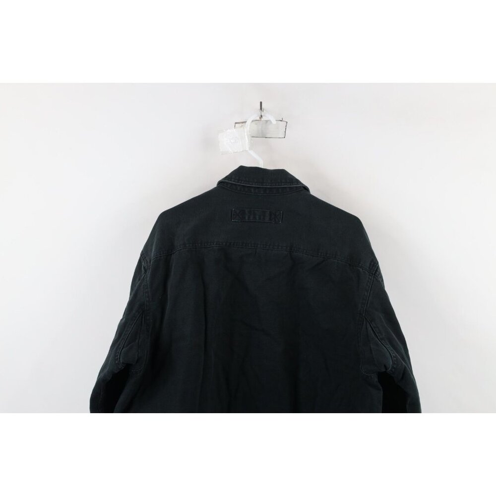 Duluth Trading Co Mens Large Distressed Fleece Lined Canvas Button Shirt Jacket - Picture 16 of 16